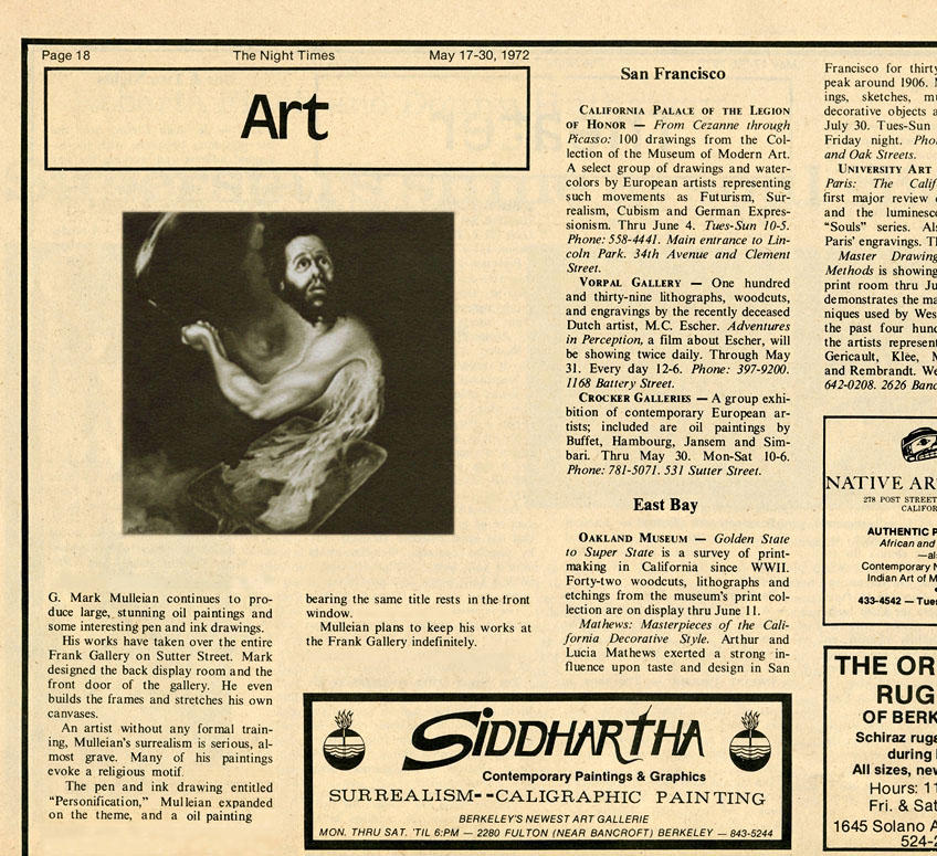 The Night Times article on artist G. Mark Mulleian