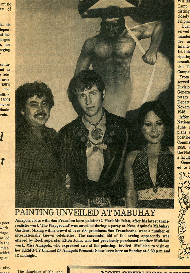 Philipine Press article on Singer Amapola, painter G. Mark Mulleian and Ness Aquino's of San Francisco's Mabuhay Gardens on Broadway in 1977
