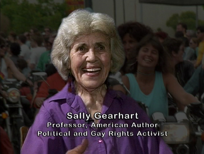 A candid interview with acttivist Sally Gearhart in a one-hour film documentary Stonewall: The Movement