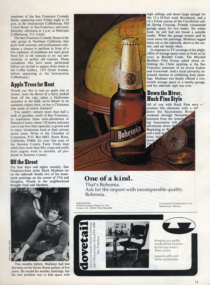 San Francisco magazine and Mark Mulleian's eviction from his San Francisco studio in 1975